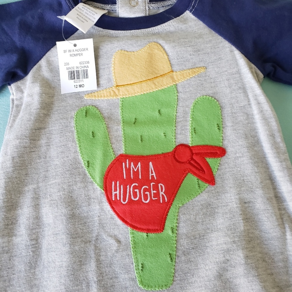 NWT "I'm a hugger" cactus onesie